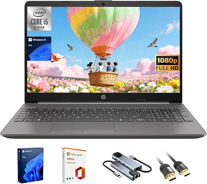 HP 250R G9 Laptop, 15.6" FHD Business Laptops, Intel Core i5-1335U (up to 4.6 GHz),64GB RAM,2TB SSD, Copilot AI PC with Lifetime Office & Mytrix Accessory,Numeric Keypad,RJ-45,WiFi 6,Win 11 Pro