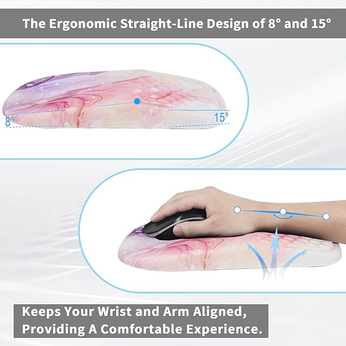 Ergonomic Mouse Pad with Wrist Support, Comfortable Memory Foam Mousepad with Massage Design and Non-Slip PU Base, Wrist Rest Mouse Pad for Office and Home, 12x8 Inch