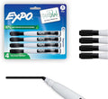 Expo Magnetic Dry Erase Markers with Eraser Fine Tip Black 4 Count