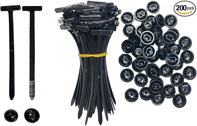 200PCS Heavy‑Duty Self‑Locking Nylon Cable Tie Clips – UV‑Resistant Multifunctional Push Rivet Fasteners for Automotive Fender, Trunk, Engine Cover & Interior Trim (200)