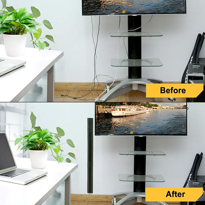 AGPTEK Heavy Duty Floor Cable Cover Cable Protector, 6.5 Ft Floor Cord Protector 3 Channels Floor Cord Cover (Mid Channel 0.93") Contains Cords, Cables and Wires, Good for Office, Home, or Outdoor