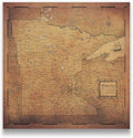 Push Pin Minnesota Map Board - With Push Pins to Mark Minnesota Travel - Handmade in Ohio, USA - Design: Golden Aged