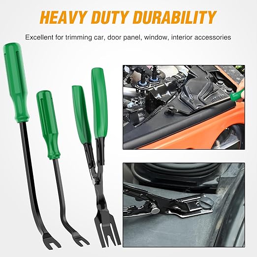 GOOACC 330Pcs Trim Removal Tool, Auto Push Pin Bumper Retainer Clip Set Fastener Terminal Remover Tool Adhesive Cable Clips Kit Car Panel Radio Removal Auto Clip Pliers, Green