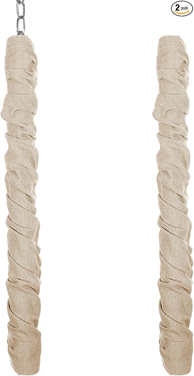 Fabric Cord Cover & Chandelier Chain Cover 2 Pack 6Feet Length for Chandelier Lighting Wires Natural Burlap Easy to Install (Brown)