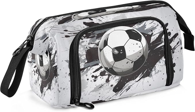 Soccer Pencil Case Pouch Big Capacity Pencil Bag Box Organizer Pen Case with Handle Stationery Organizer for Kids Boys Girls Women College Office