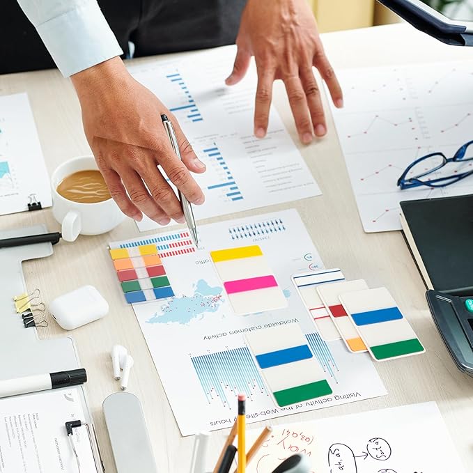 BukSuk 600 Pieces Tabs 2'' Sticky Tabs, Writable and Repositionable File Tabs Flags Colored Page Markers Labels for Reading Notes, Books and Classify Files, 22 Sets 10 Colors