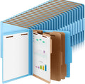 Skyygemm 48 Pcs Classification Folders Letter Size, 3 Divider Pressboard File Folder with Fasteners, Expanding File Organizer Bulk for Teachers, Clergy, Office, Church, Christmas Donations (Blue)