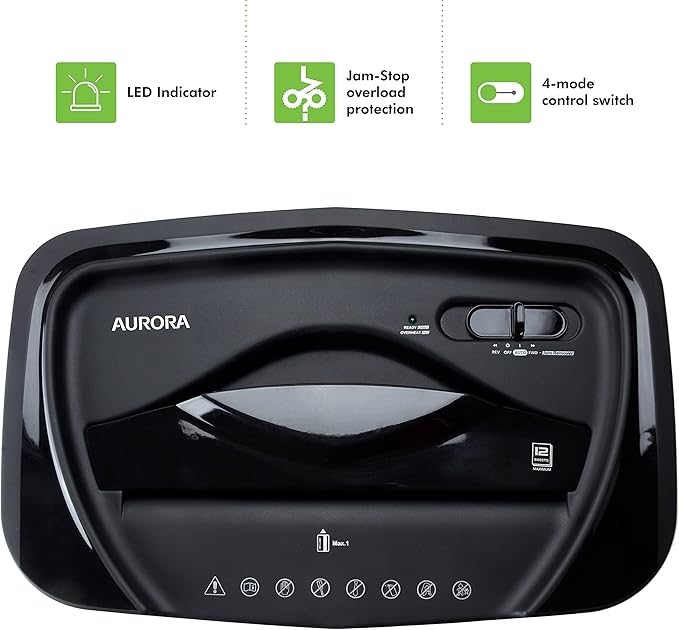 Aurora 12 Sheet Crosscut Paper and Credit Card Shredder with 5.2 gal Wastebasket