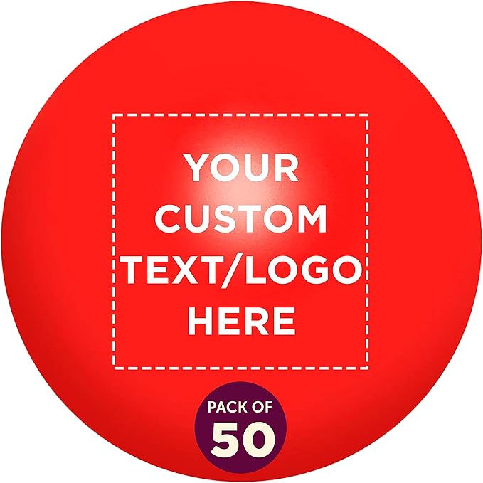 Custom Stress Balls for Adults, Hand Exercise, 50 Pack, Personalized Text, Logo, Perfect for Your Desk, Office, or Home, Red