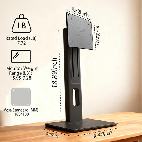 2026 Version Ergonomic VESA Monitor Stand, 150mm Spring Height adjustment,, Tool-Free Base, Swivel, Tilt & Rotation, for 22–26" Monitors, 5.95–7.28 lb, 100x100mm Vesa Mount (5.95～7.28LB)