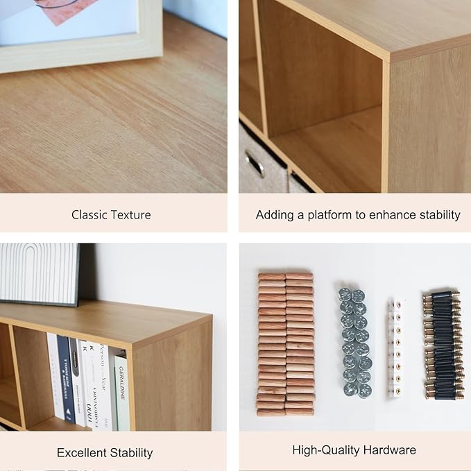 10 Cube Bookshelf with Base,Wooden Cube Storage Organizer,Open Shelf Bookcase for Bedroom, Living Room, Office, Study Room