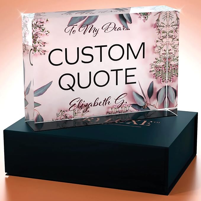 Custom Acrylic Sign Personalized, Custom Desk Name Plate, 18 Styles, (5"x7"), With Gift Box, USA Made by Acryluxe. (Glowing)