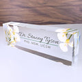 Artblox Office Desk Name Plate Personalized | Custom Name Plates for Desks | Calla Flowers Design On Clear Acrylic Glass | Office Desk Decor - (8" x 2.5")