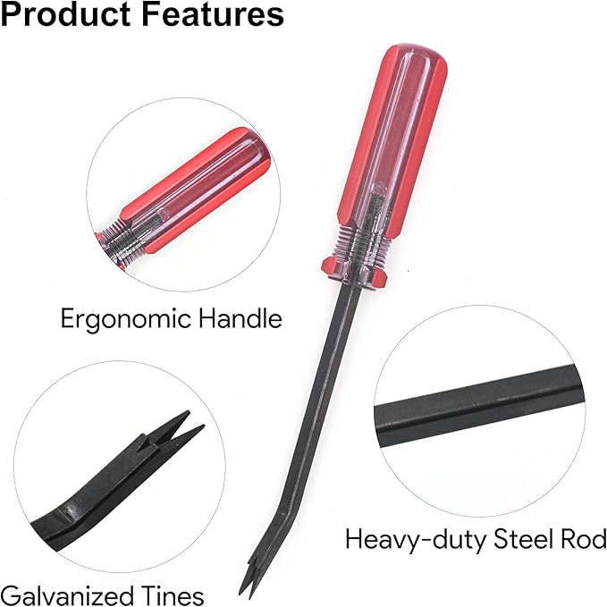 Heavy Duty Staple Remover with Double Pronged Head, Tack Puller Industrial Upholstery Staple Remover for Carpet Furniture Floor Carton (2 Pack)