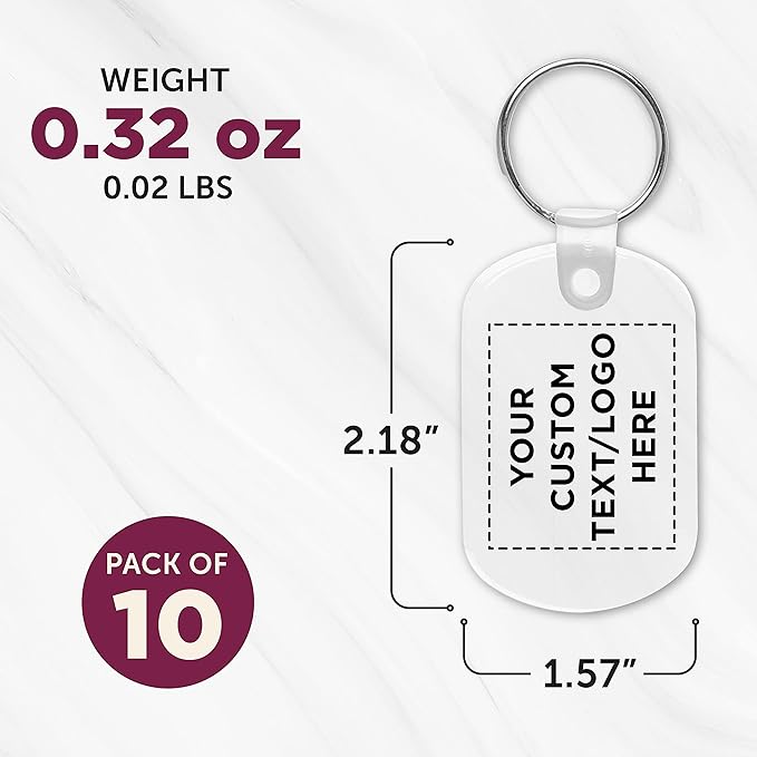 DISCOUNT PROMOS Tag Soft Plastic Keychains - 10 pack - Customizable Text, Logo - Small Key Tag Chain For Staying Organized - Rubber Key Ring Keychain – Clear
