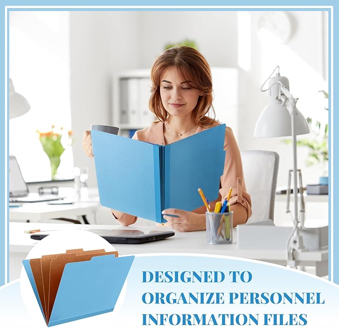 Skyygemm 72 Pcs Classification Folders Letter Size, 3 Divider Pressboard File Folder with Fasteners, Expanding File Organizer Bulk for Teachers, Clergy, Office, Church, Christmas Donations (Blue)