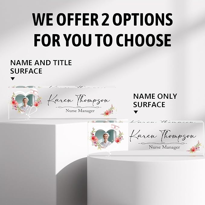 Custom Desk Name Plate Personalized for Nurse, Acrylic Name Plates for Desk, Office Decor Personalized Gifts for Teacher Coworkers Boss Nurse (Nurse)