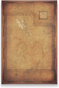 Conquest Maps Push Pin Utah Map Board - With Push Pins to Mark Utah Travels - Handmade in Ohio, USA - Design: Golden Aged