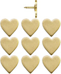 Big Gold Heart Push Pins - Large Gold Metal Heart Map Pins - for Cork Board, Maps, or Lapel Pin Use - Designed in USA - Set of 10
