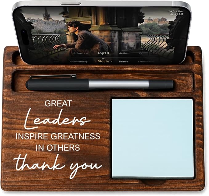 Leader Bosses Day Gifts for Women Men Manager Funny Office Decor for Women Wooden Sticky Note Holder National Boss Day Decorations Gifts for Leader Men Manager Coworker Office Desk Decor A 04