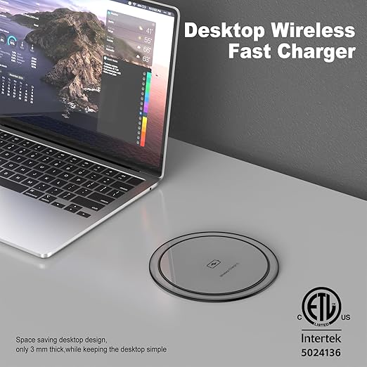 Pop Up Countertop Outlet with 15W Wireless Charger, PD 65W USB-C Ports & 4 AC Outlets, 800J Surge Protection, 4.75 inch Pop Up Electrical Outlet, 6Ft Cord for Home Office(ETL & FCC Listed)