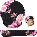 iLeadon Mouse Pad with Wrist Support Keyboard Wrist Rest Set, Ergonomic Mouse Pad with Non-Slip Base for Computer Laptop Home Office + Coasters, Easy Typing & Pain Relief Mouse Mat, Peony Flowers