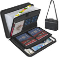 Accordion File Organizer with Lock and Shoulder Straps,Fireproof Waterproof Document Organizer Folder with Handle, Portable Large Capacity File Holder for Home Office School