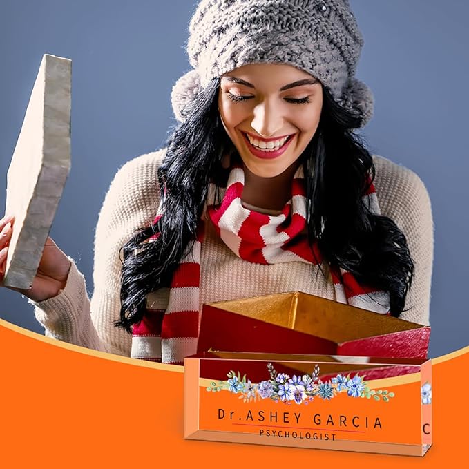 Office Desk Name Plate Personalized, Custom Acrylic Desk Name Plate Ideal/Meaningful Office Decor for Coworkers, Boss, Employee Appreciation Gift for Women & Men(Watercolor Flowers)