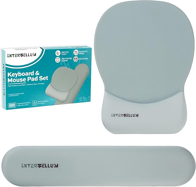 Gel Wrist Rest Mouse Pad Set, Ergonomic Office Mousepad with Memory Foam Wrist Support, Gel Mouse Pad with Wrist Support Keyboard Rest, Non-Slip Desk Accessory for Office, Home & Gaming (Turquoise)