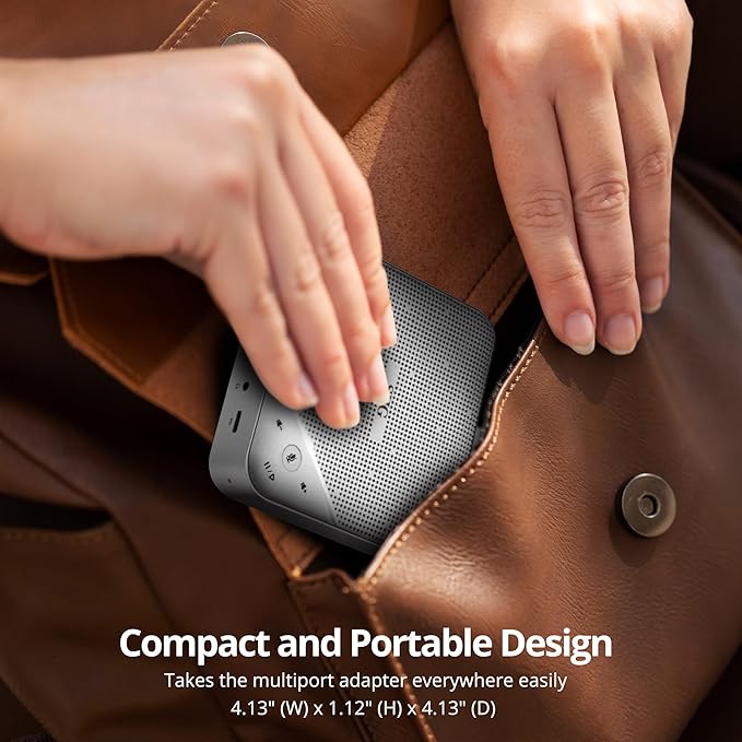 SIIG USB-C Multitask Mini Dock with Conference Speaker, Omnidirectional Microphone, Touch Volume Control, 4K HDMI, USB 3.0, 85W PD, Plug-N-Play, Mac and Windows, Silver (JU-DK0S11-S1)