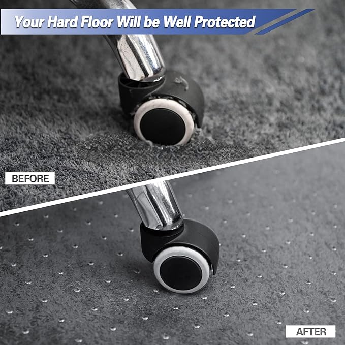 Amyracel Office Chair Mat for Low Pile Carpets, 53” x 45” Office Mats for Rolling Chairs, Clear Desk Chair Mat for Carpeted Floors, Easy Glide Floor Protector for Desk Chair