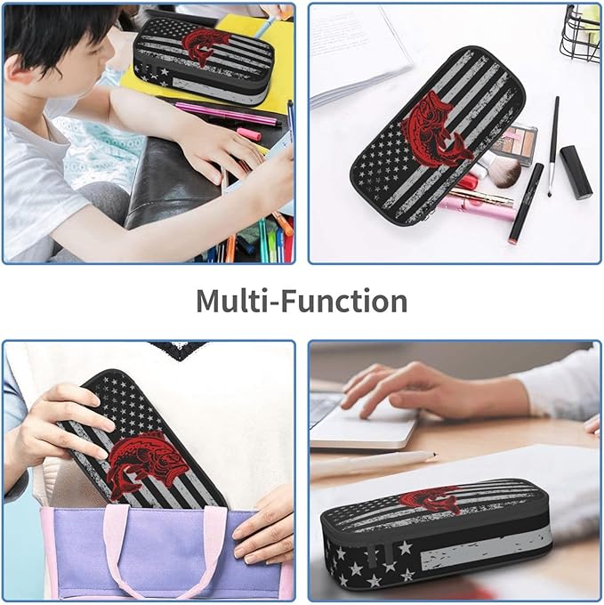 Flag Fish Pencil Case Pencil Pouch Large Capacity Pen Bag School Office Organizer Stationery Storage Box For Girls Boys Teen Kids