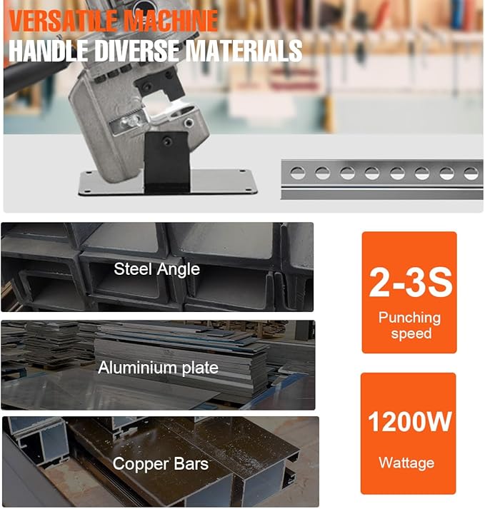 1200W Electric Hydraulic Hole Puncher,110V Punching Machine Metal Hole Punch with 5 Dies 6 mm-20 mm for Iron Copper Aluminum Plate Angle Steel