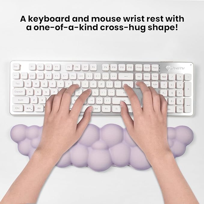 Ergonomic Mouse Pad and Keyboard Wrist Rest - Purple Cloud Wrist Rest Keyboard with Mouse Wrist Pad Sets, Soft Memory Foam Wrist Support for Laptop, Mac, Office, Work, Gaming