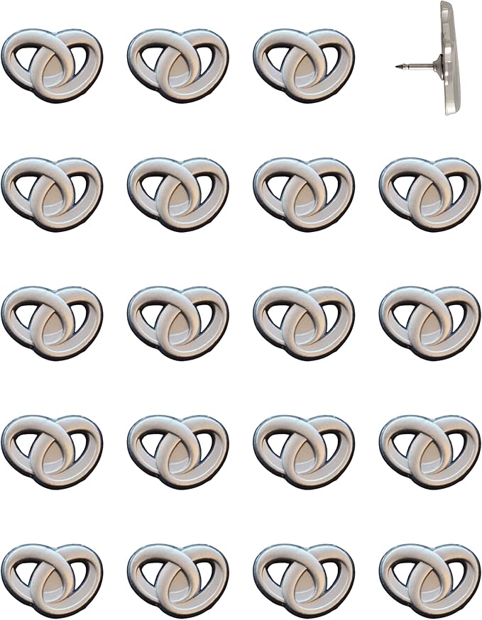 Wedding Rings Push Pins - Silver Intertwined Wedding Rings Map Pins for Cork Boards, Maps, or Lapel Use - Designed in USA - Set of 20