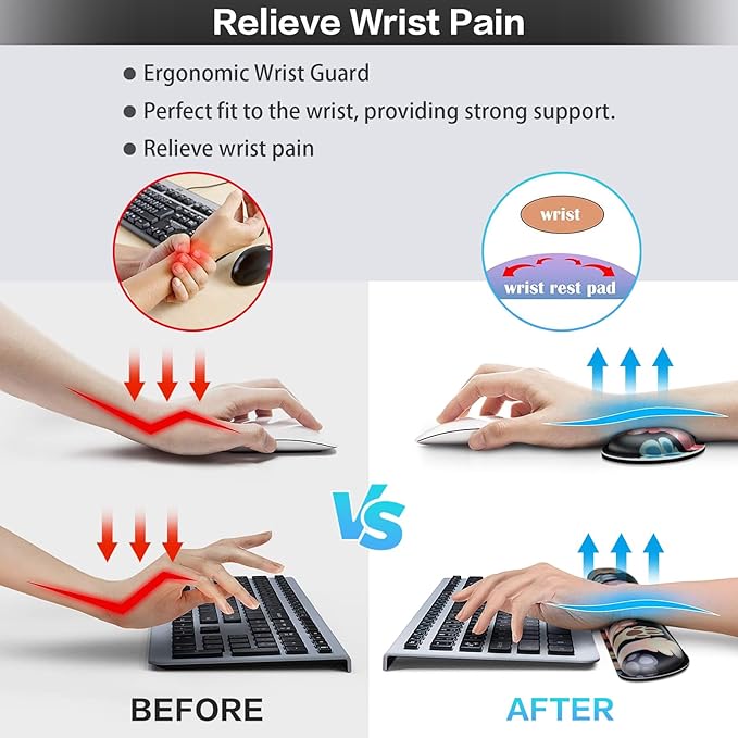 Desk Mat, Large Gaming Mouse Pad with Wrist Rest, 4in1 XXL Mousepad+Keyboard Wrist Rest+Mouse Pad Wrist Support+Cup Coaster Set Ergonomic Computer Desk Arm Wrist for Decor Home Office Table Women