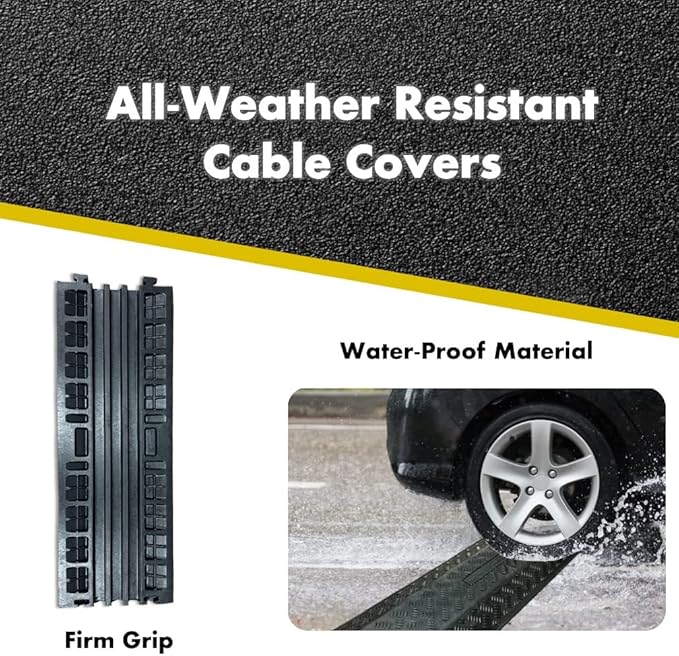 Kable Kontrol Drop Over Floor Cord Cover – 40” Inch Long 2 Channel Cable or Wire Protector – 5 Pcs Bulk Pack - Rubber Ramp for Indoor and Outdoor Use – Black