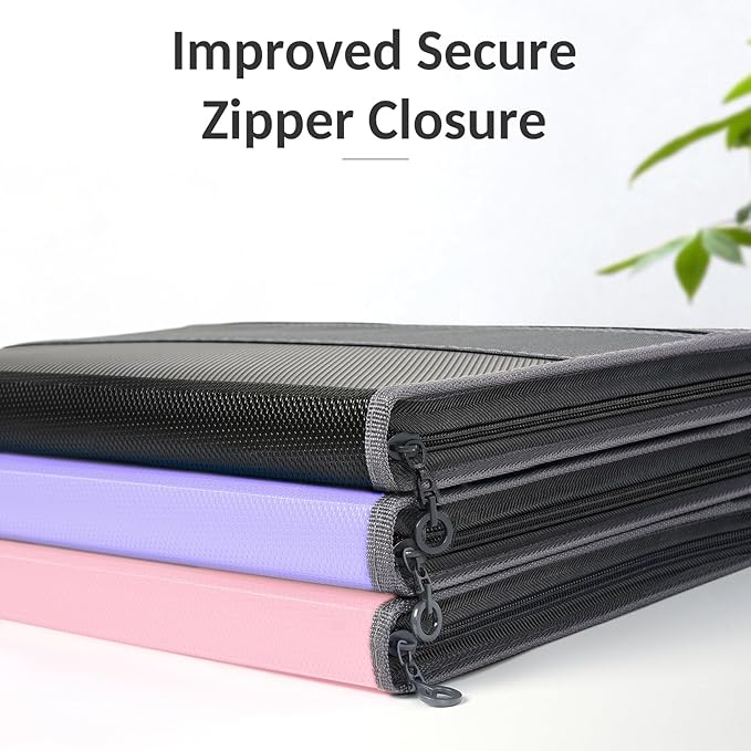 Sooez Accordion File Organizer with Safe Zipper, 8 Pocket Expanding File Folder with Front Pencil Pouch, Portable Monthly Paper Bill Tax Receipt Organizer, School Office Supplies, Letter Size, Purple