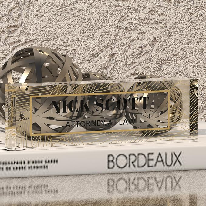 Office Desk Name Plate Personalized, Custom Name Plates for Desks on Acrylic Glass, Office Desk Decor Nameplate, Desk Accessories, Personalized Office Gift for Boss Coworkers