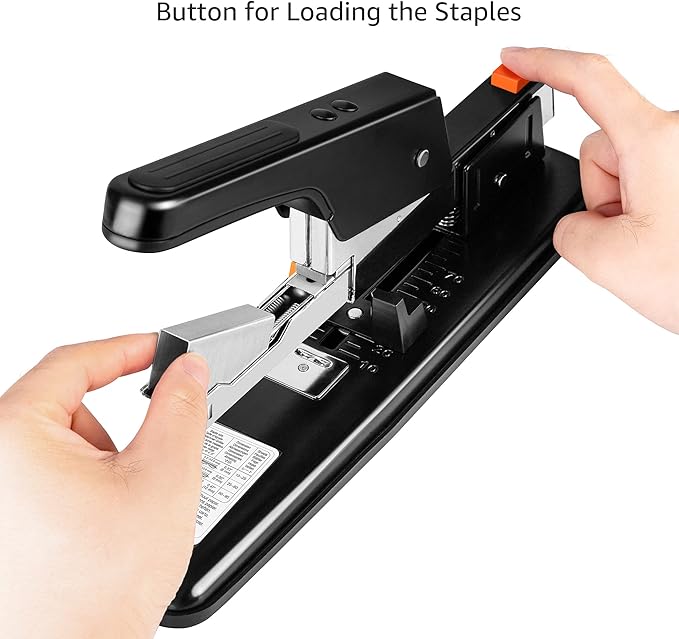 Amazon Basics Heavy Duty Stapler, 90 Sheets High Capacity, Large Office Stapler with 1000 Staples, Black