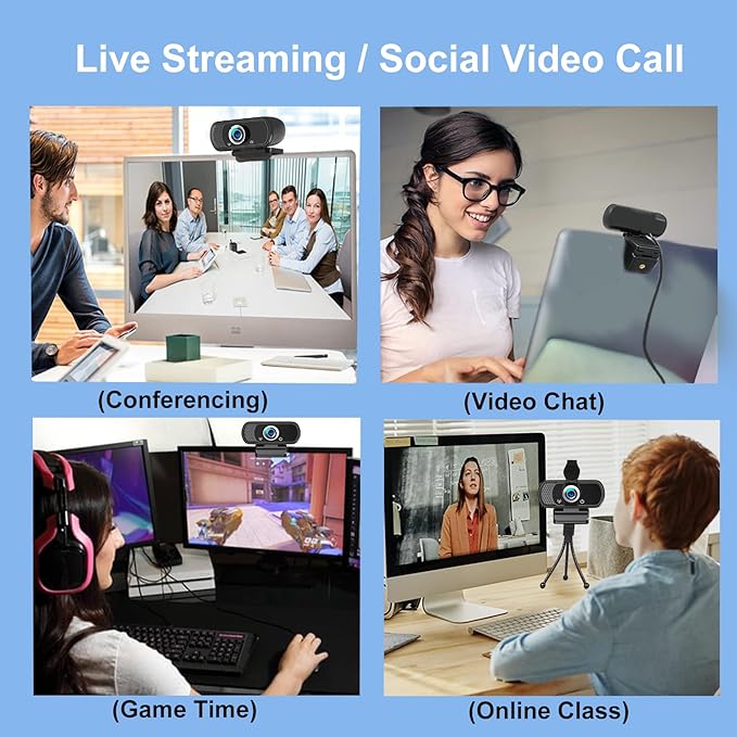 1080p Webcam with Microphone, USB Web Camera 110-Degree View Angle Computer Camera,Webcam Tripod/Privacy Cover included,Plug and Play Web Cam for pc laptop computer mac Video Conferencing Streaming