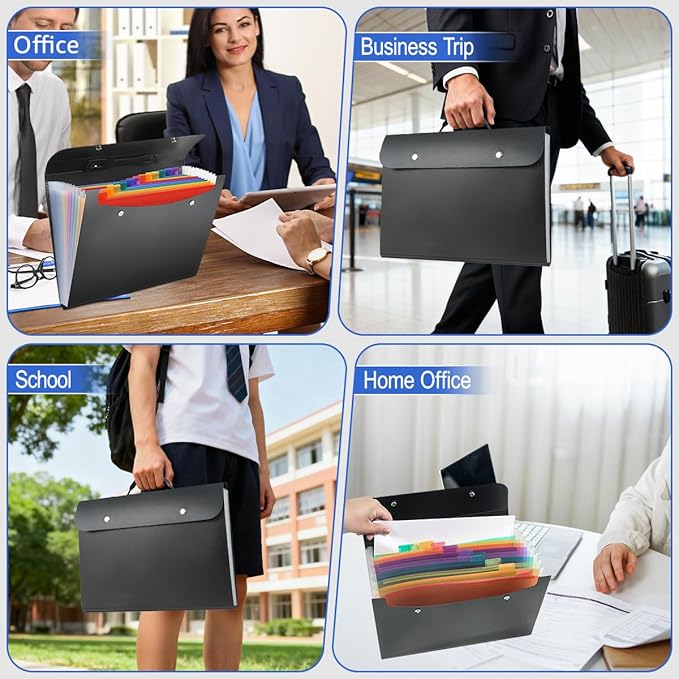 Expanding File Folder with Handle,13 Pockets Accordion File Organizer,Filing Box for Paper,Bills,Receipts,Taxes Organized,Letter/A4 Size Documents Holder for School,Office,Business Trip