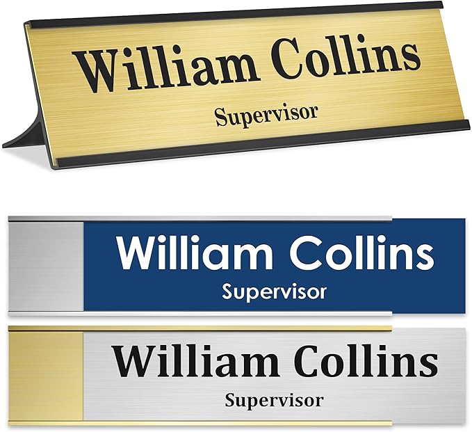 My Sign Center Custom Desk/Wall Name Plate - Personalized, Laser Engraved, 2" x 8", 18 Color Options, Made in USA