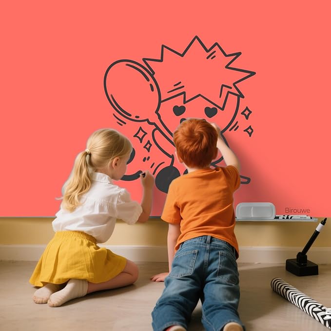 Magnetic Glass Whiteboard - 48"x36" Frameless Dry Erase Board for Walls, Red