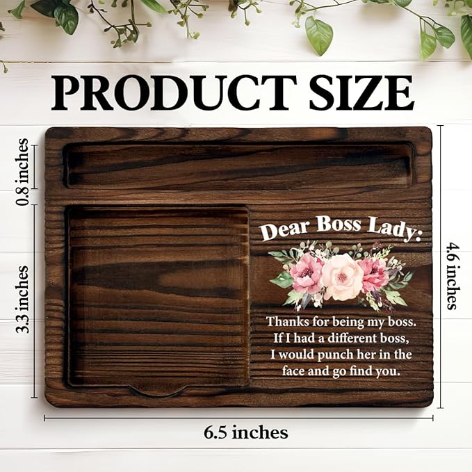 Boss Lady Office Decor Sticky Note Holder, Thank You Boss's Day Retirement Gifts for Boss Lady Floral Post It Note Dispenser for Office Desk Decor