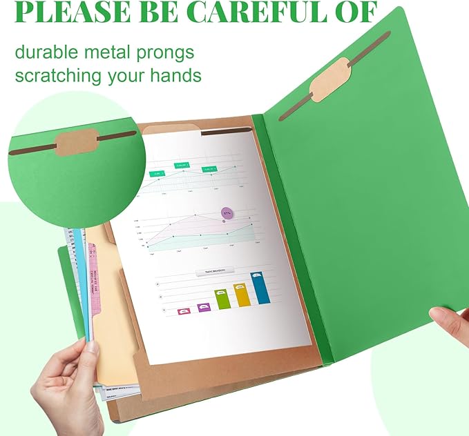 Skyygemm 36 Pcs Classification Folders Letter Size, 2 Pocket Dividers Pressboard File Folder with Fasteners, Expanding File Organizer Bulk for Teachers, Clergy, Office, Church, Christmas (Green)