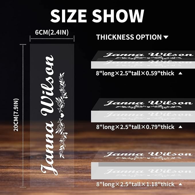 Premium Clear Engraved Acrylic Name Plate for Desk - Personalized Office Decor for Women or Men, Coworkers, Boss, Employee, Teacher (Engraved 2)
