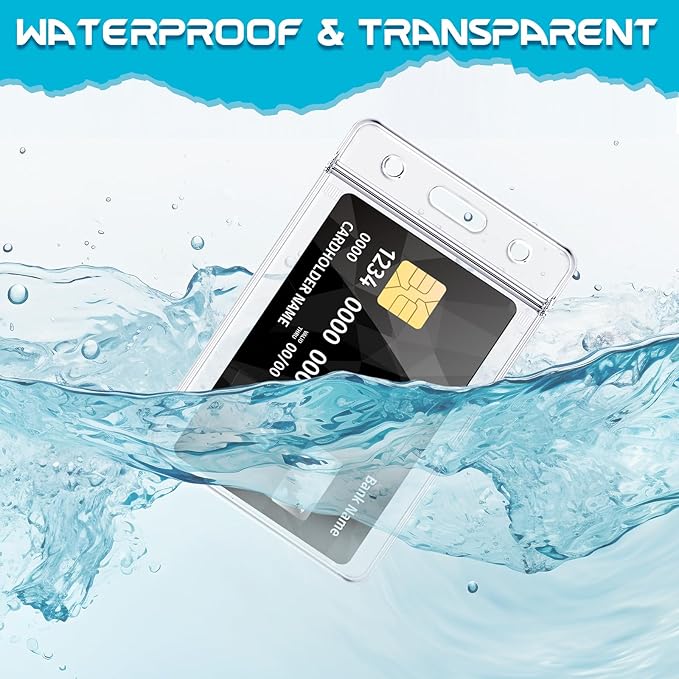 12 Pack Vertical ID Badge Holders Clear Plastic Waterproof Card Holder Resealable for Office Worker Teacher Nurse