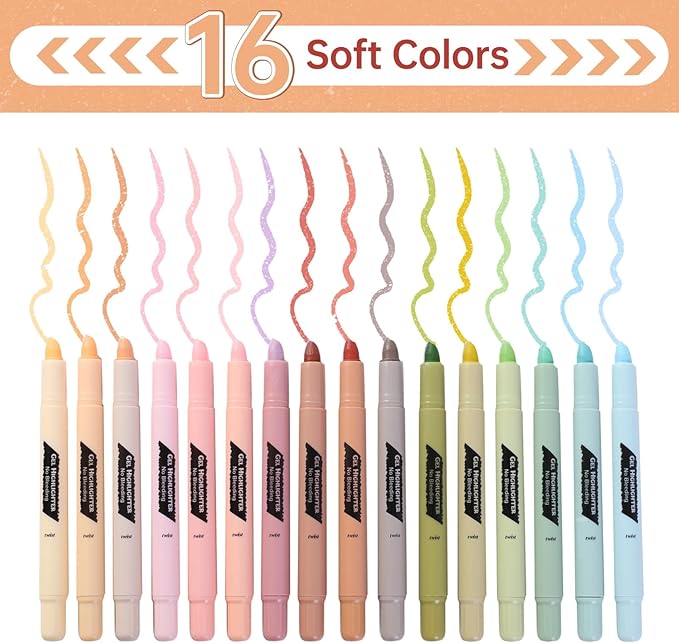 FUNFULL Bible Highlighters and Pens No Bleed Through, 16 Pack Assorted Colors Pastel&Earthy Gel Highlighters, Bible Markers Study Kit Journaling School Supplies with Wax texture（Soft Colors）