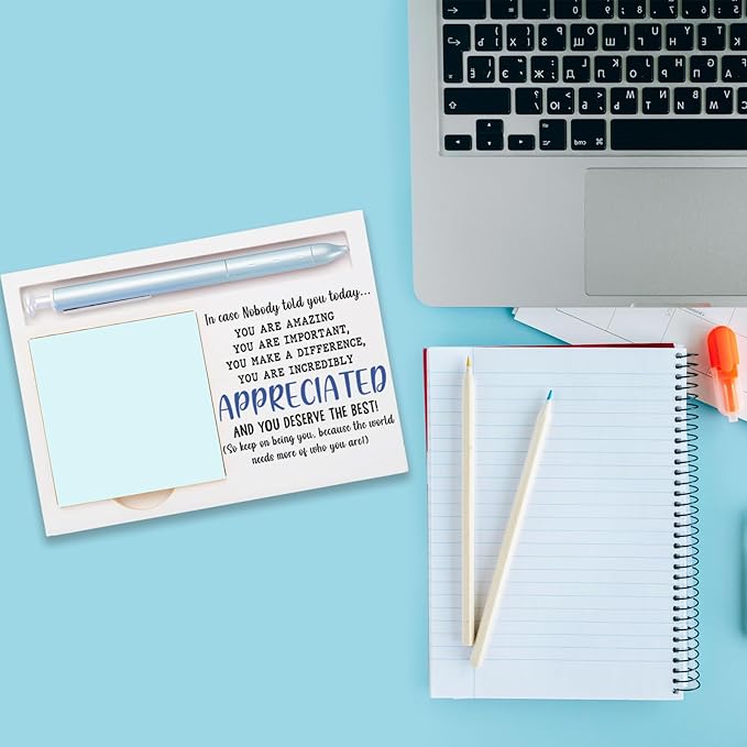 Inspirational Office Supplies Sticky Note Holder Decor, Motivational Appreciation Gifts for Women Men Self-Stick Note Pad Holders W2B38